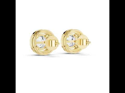 PureCarat 18K Yellow Gold Round Lab-Grown Diamond Women’s Earrings