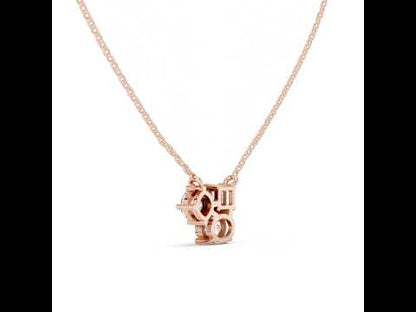 18K Rose Gold Cushion Emerald & Oval Lab-Grown Diamond Pendant for Women | Party Wear | Pure Carat