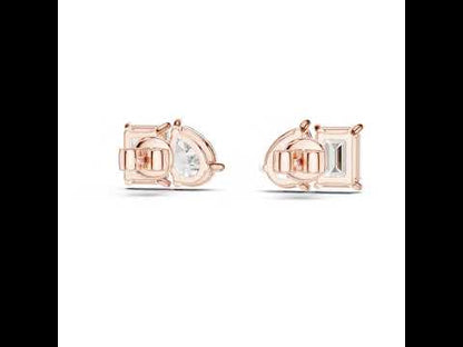Pear & Emerald Lab-Grown Diamond Stud Earrings in 14K Yellow Gold - Pure Carat