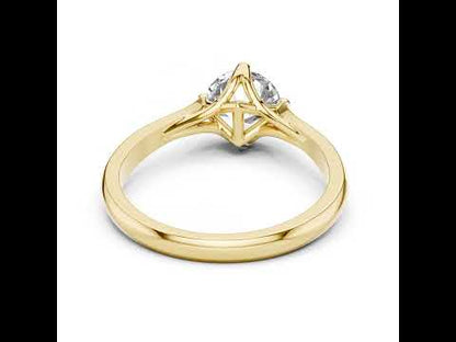 18K Yellow Gold Round Lab-Grown Diamond Drop Ring for Women | Everyday Wear | Pure Carat