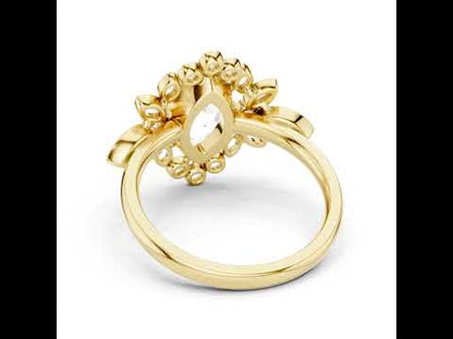 14K Yellow Gold Round & Marquise Lab-Grown Diamond Engagement Ring for Women | Pure Carat