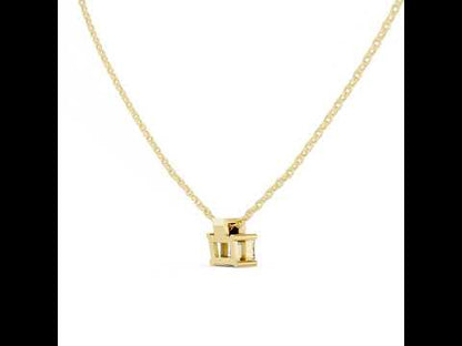 18K Rose Gold Emerald & Round Lab-Grown Diamond Pendant for Women | Everyday Wear | Pure Carat