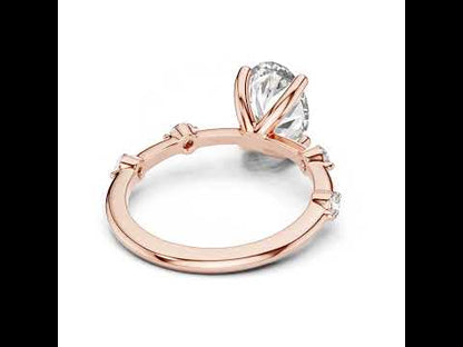 Oval & Round Lab-Grown Diamond Solitaire Ring in 18K Rose Gold – Pure Carat
