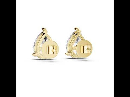 PureCarat 14K White Gold Pear Lab-Grown Diamond Earrings for Women