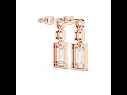14K Yellow Gold Round & Baguette Lab-Grown Diamond Engagement Earrings for Women | Pure Carat