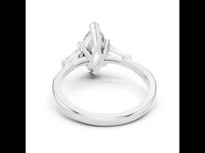 18K Rose Gold Marquise & Custom Baguette Lab-Grown Diamond Solitaire Ring for Women | Party Wear | Pure Carat