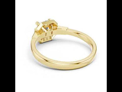 18K Yellow Gold Radiant Bug & Round Lab-Grown Diamond Stud Ring for Women | Anniversary Gift | Pure Carat