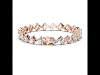 18k Yellow Gold Emerald/Radiant Lab-Grown Diamond Anniversary Bracelet for Women | Pure Carat