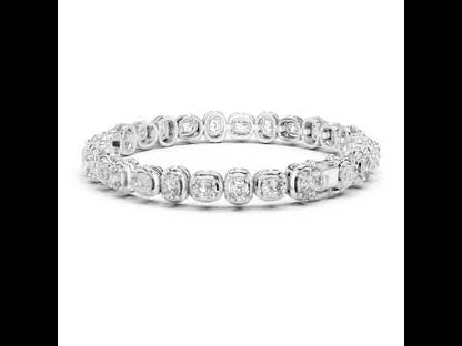 14k White Gold Cushion Lab-Grown Diamond Bridal Bracelet for Women | Pure Carat