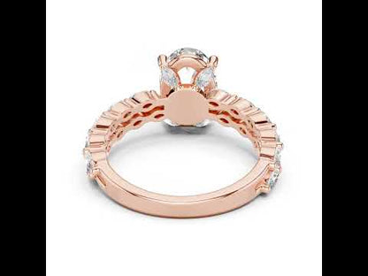 14K White Gold Marquise & Oval Lab-Grown Diamond Engagement Ring for Women - Pure Carat