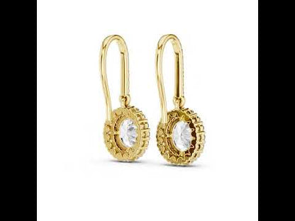 18K Rose Gold Round & Oval Lab-Grown Diamond Wedding Earrings for Women | Pure Carat