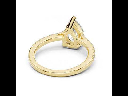 Women's Party Wear Diamond Ring - Pear & Round Cut Diamonds in 18K White Gold - Pure Carat