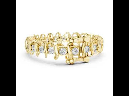18k White Gold Round Lab-Grown Diamond Engagement Bracelet for Women | Pure Carat