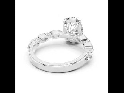 14K White Gold Oval & Marquise Lab-Grown Diamond Anniversary Gift Ring for Women | Pure Carat