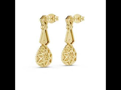18K Yellow Gold Round Lab-Grown Diamond Drop Earrings for Women | Anniversary Gift | Pure Carat