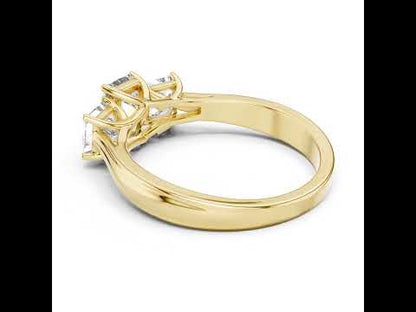 Princess & Emerald Lab-Grown Diamond Engagement Ring in 18K Yellow Gold