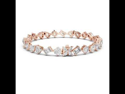 14k White Gold Heart Emerald Pear Lab-Grown Diamond Engagement Bracelet | Pure Carat
