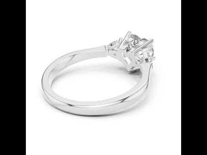 14K White Gold Heart & Trillion Lab-Grown Diamond Stud Ring for Women | Bridal Wear | Pure Carat