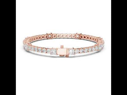 18k Yellow Gold Princess /Round Lab-Grown Diamond Engagement Bracelet for Women | Pure Carat