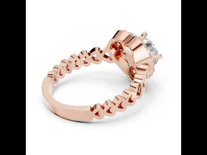 18K Rose Gold Round Diamond Drop Ring for Women Wedding Jewellery Pure Carat