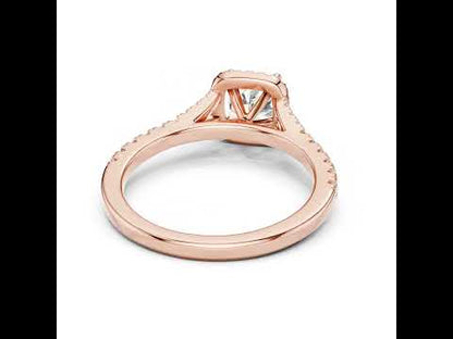 Pure Carat 18K White Gold Stud Ring with Cushion & Round Lab-Grown Diamonds