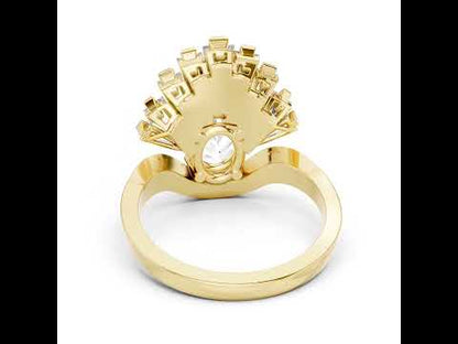 14K Rose Gold Oval Baguette & Round Lab-Grown Diamond Stud Ring for Women | Wedding | Pure Carat