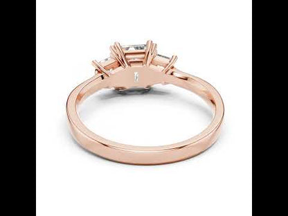 18K Rose Gold Custom Baguette & Radiant Lab-Grown Diamond Engagement Ring for Women | Pure Carat