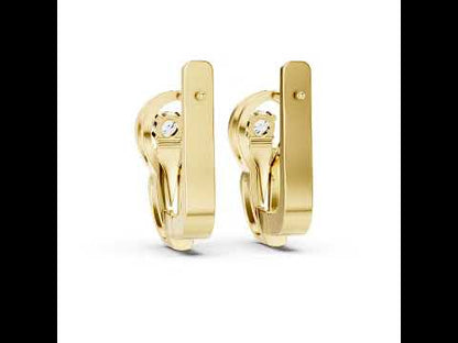 Women’s Anniversary Gift Earrings in 18K Yellow Gold with Round Cut Diamonds - Pure Carat