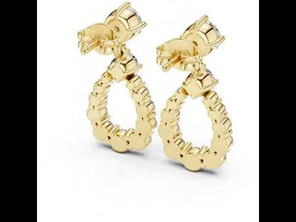 14K Yellow Gold Bridal Drop Earrings with Round Lab-Grown Diamonds for Women | Pure Carat