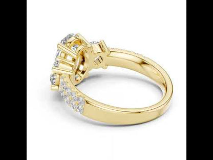 14K Rose Gold Oval & Round Lab-Grown Diamond Engagement Ring for Women | Pure Carat