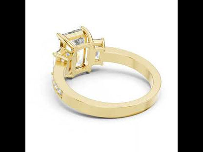 14K Yellow Gold Emerald & Round Lab-Grown Diamond Ring for Women – Pure Carat
