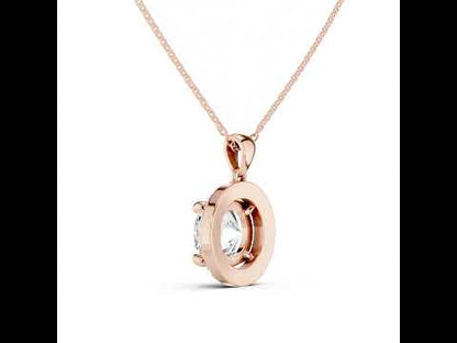 18K White Gold Round Lab-Grown Diamond Pendant for Engagement - Pure Carat