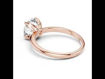 Round Lab-Grown Diamond Ring in 14K Yellow Gold - Elegant Office Wear Ring - Pure Carat