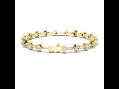 18k Yellow Gold Round Lab-Grown Diamond Party Wear Bracelet for Women | Pure Carat