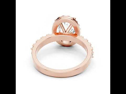 18K White Gold Oval & Round Diamond Drop Ring for Women Everyday Wear Pure Carat