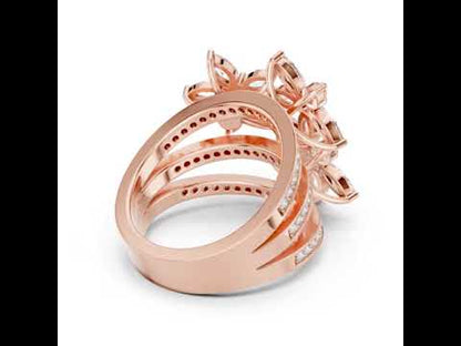 18K Rose Gold Round & Marquise Lab-Grown Diamond Engagement Ring for Women | Pure Carat