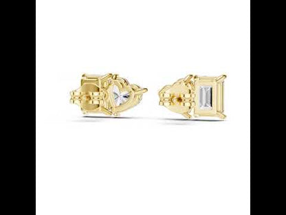 14K White Gold Heart & Emerald Lab-Grown Diamond Stud Earrings for Women | Anniversary Gift | Pure Carat