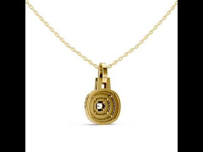 18K Yellow Gold Cushion Square & Round Lab-Grown Diamond Pendant for Women | Bridal Wear | Pure Carat