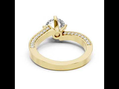 14K Yellow Gold Round Lab-Grown Diamond Drop Ring for Women | Bridal Jewellery | Pure Carat