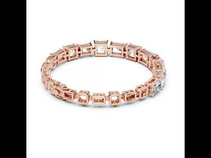 Pure Carat 14K Rose Gold Lab-Grown Radiant / Emerald Diamond Bracelet for Women