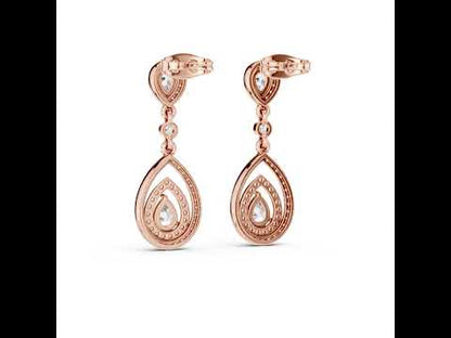 18K White Gold Round & Pear Lab-Grown Diamond Wedding Earrings for Women | Pure Carat