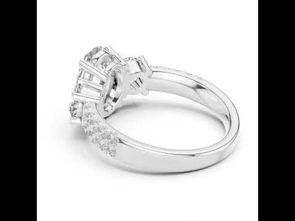 14K Rose Gold Oval & Round Lab-Grown Diamond Engagement Ring for Women | Pure Carat