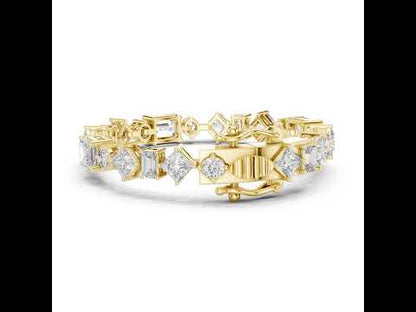 14k Yellow Gold Emerald/Princess/Round Lab-Grown Diamond Wedding Bracelet | Pure Carat