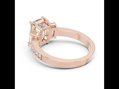 14K Yellow Gold Emerald & Round Lab-Grown Diamond Ring for Women – Pure Carat
