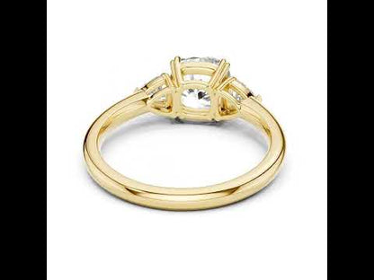Trillion & Cushion Lab-Grown Diamond Ring in 18K Yellow Gold for Women – Pure Carat
