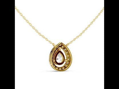 18K Yellow Gold Pear & Round Lab-Grown Diamond Pendant for Women | Anniversary Gift | Pure Carat