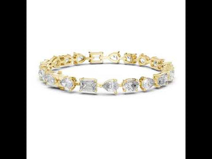 18k White Gold Oval/Pear/Emerald Lab-Grown Diamond Wedding Bracelet for Women | Pure Carat