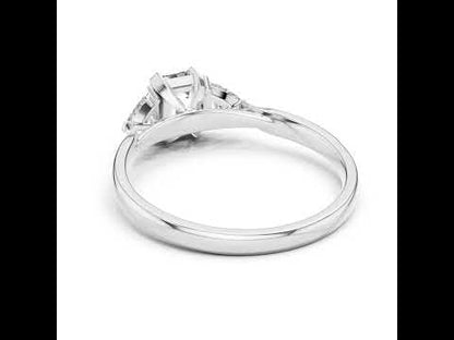 18K Yellow Gold Emerald & Trillion Lab-Grown Diamond Stud Ring for Women | Party Wear | Pure Carat