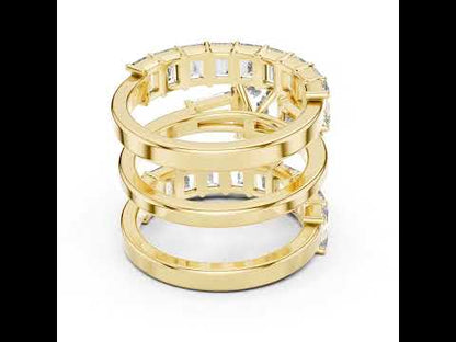 18K Rose Gold Emerald & Baguette Lab-Grown Diamond Engagement Ring for Women | Pure Carat