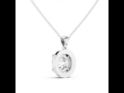 18K White Gold Round Lab-Grown Diamond Pendant for Engagement - Pure Carat